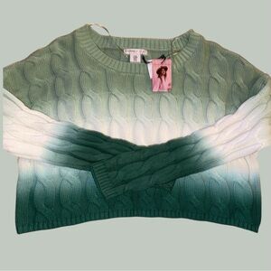 NEW SINCERELY JULES OMBRÉ L/S CROPPED CABLE-KNIT SWEATER • S/M • WOMEN’S